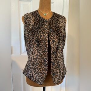 Vintage Animal Print Vest/Tank Top Blouse:Office Siren/Mob Wife/Cheetah/Leopard